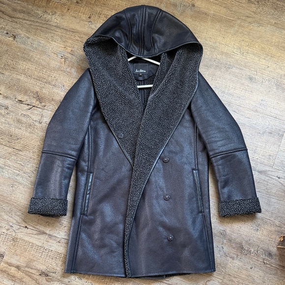 Sam Edelman Jackets & Blazers - Sam Edelman women’s Charcoal hooded Teddy sherpa lined Jacket size medium